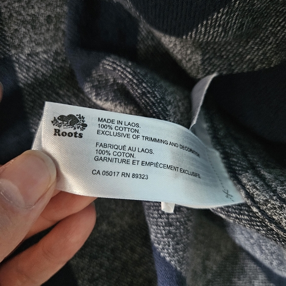 ROOTS Men's Park Plaid Shirt Blue Grey Flannel Large - Picture 12 of 14